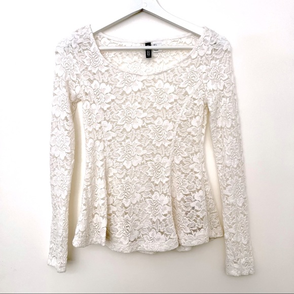 H&M peplum lace long sleeve top - Picture 2 of 3